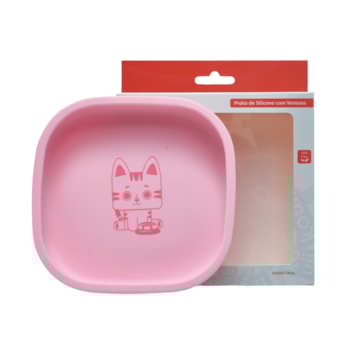 Imagem do produto Prato de Silicone com Ventosa Gato Mia 410ml Rosa