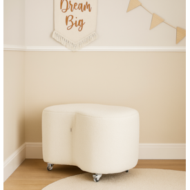 Imagem do produto Pufe Para Descanso de Pés Bean Tecido Bouclê com Rodízios em Gel