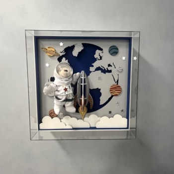 Imagem do produto Quadro Decorativo Coleção Urso Astronauta (Foguete) com LED