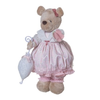 Imagem do produto Ursa de Pelúcia Decorativa Kikinha Camponesa Sombrinha e Borboleta - Silvia Polito